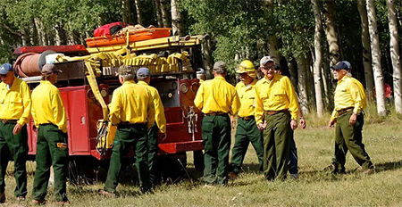 Group of Firefighters Near their Truck