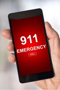 Person Holding a Cell Phone with 911 on the Front